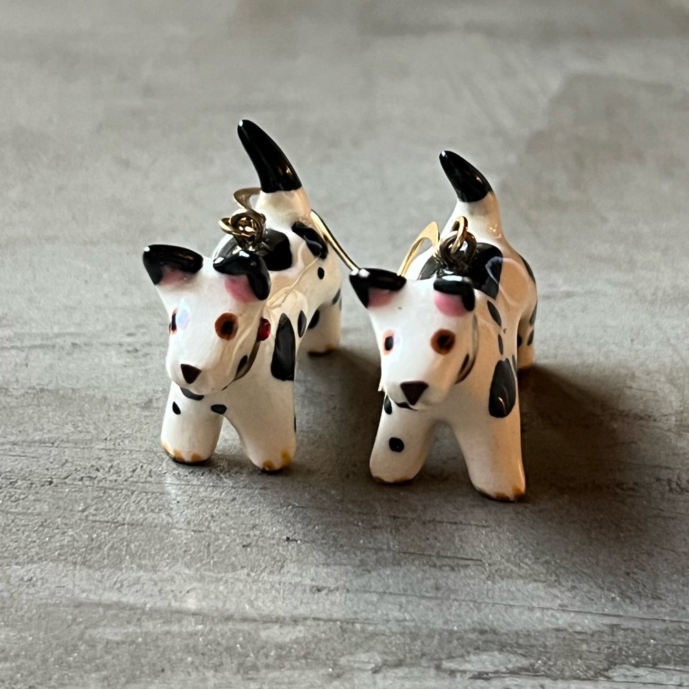 Porcelain enamel dog earrings